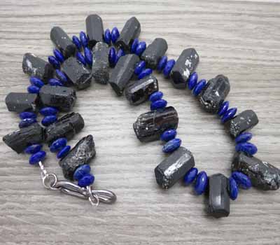 Black Tourmaline & Lapis Necklace